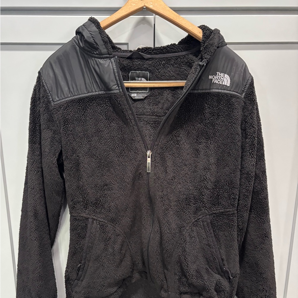 The North Face Charcoal Fleece Jacket Full Zip Hooded Woman’s Size Medium - Picture 1 of 3